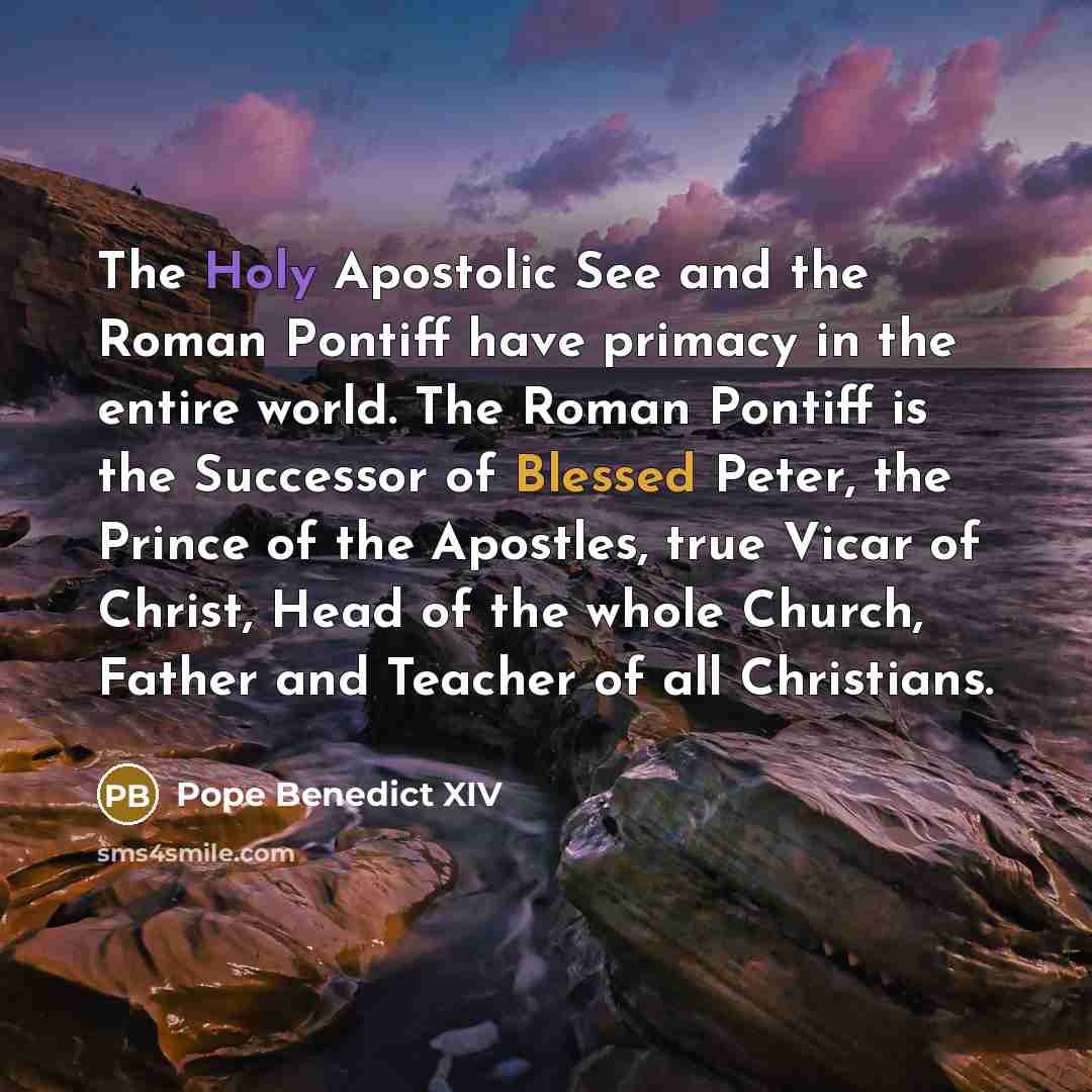 “The Holy Apostolic See and the Roman Pontiff have primacy…” quote by Pope Benedict XIV