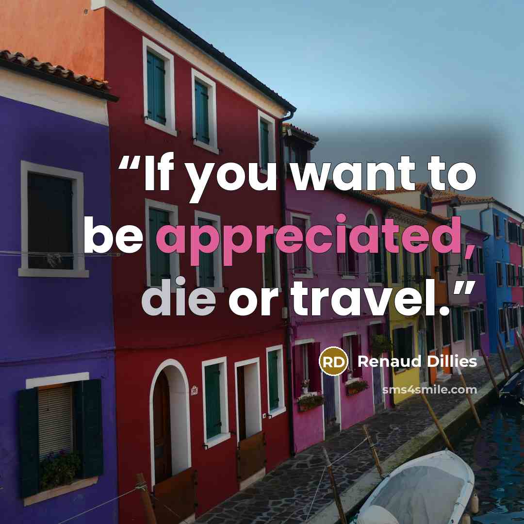 “If you want to be appreciated, die or travel.” quote by Renaud Dillies