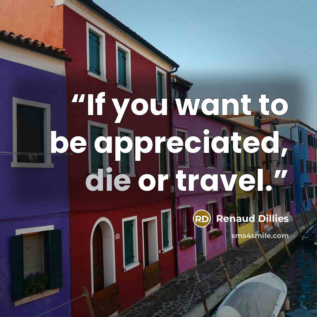 “If you want to be appreciated, die or travel.” quote by Renaud Dillies
