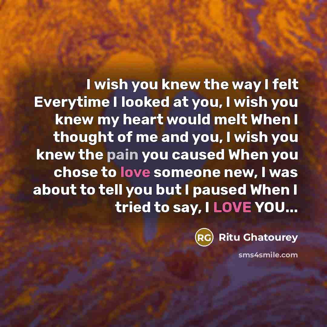 “I wish you knew the way I felt Everytime I…” quote by Ritu Ghatourey