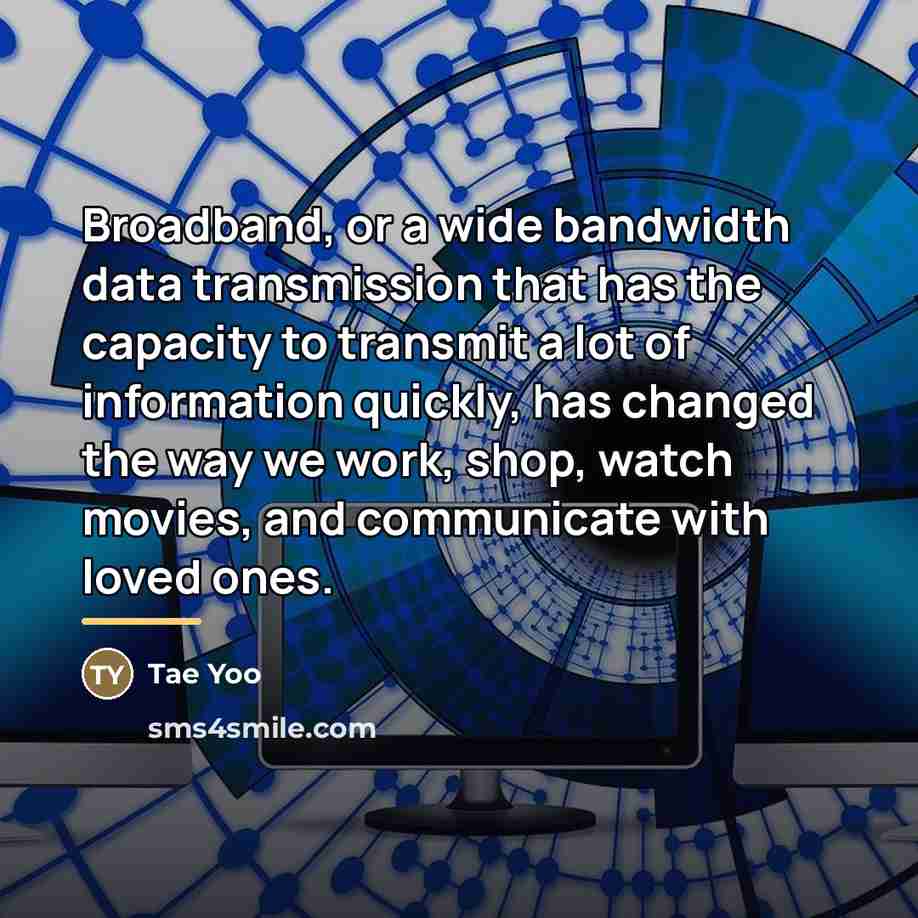 “Broadband, or a wide bandwidth data transmission that has the…” quote by Tae Yoo