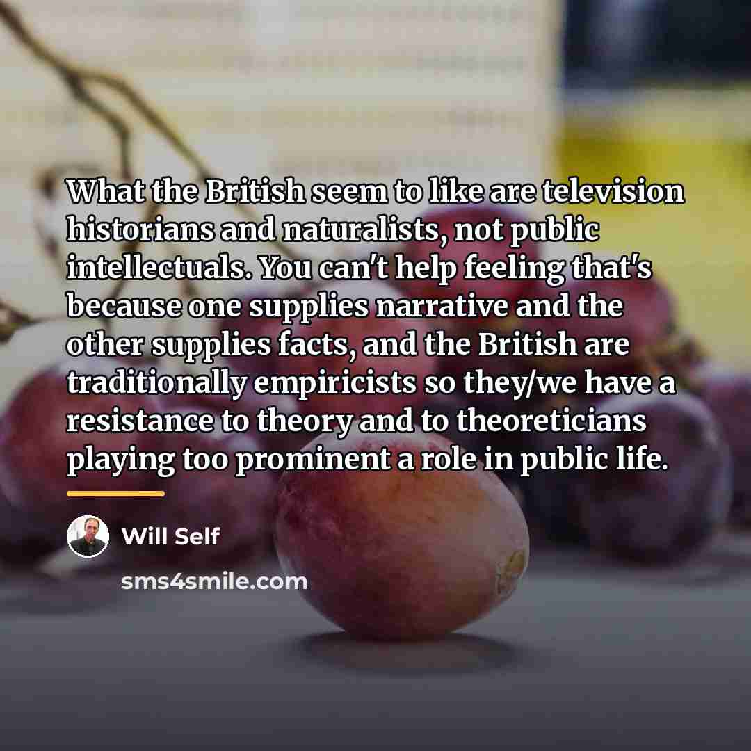 “What the British seem to like are television historians and…” quote by Will Self