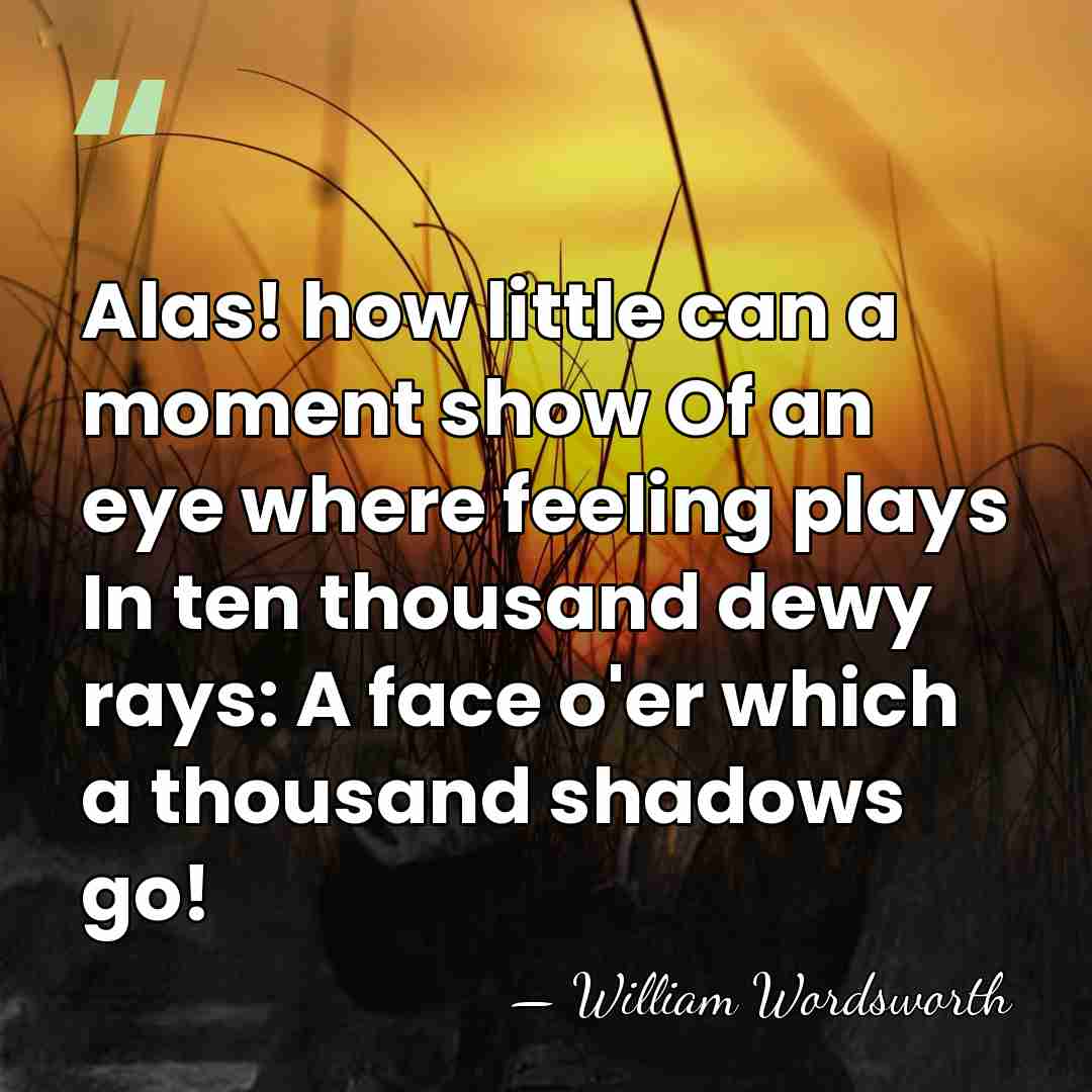 Alas! how little can a moment show Of an eye where feeling&hellip; - William Wordsworth