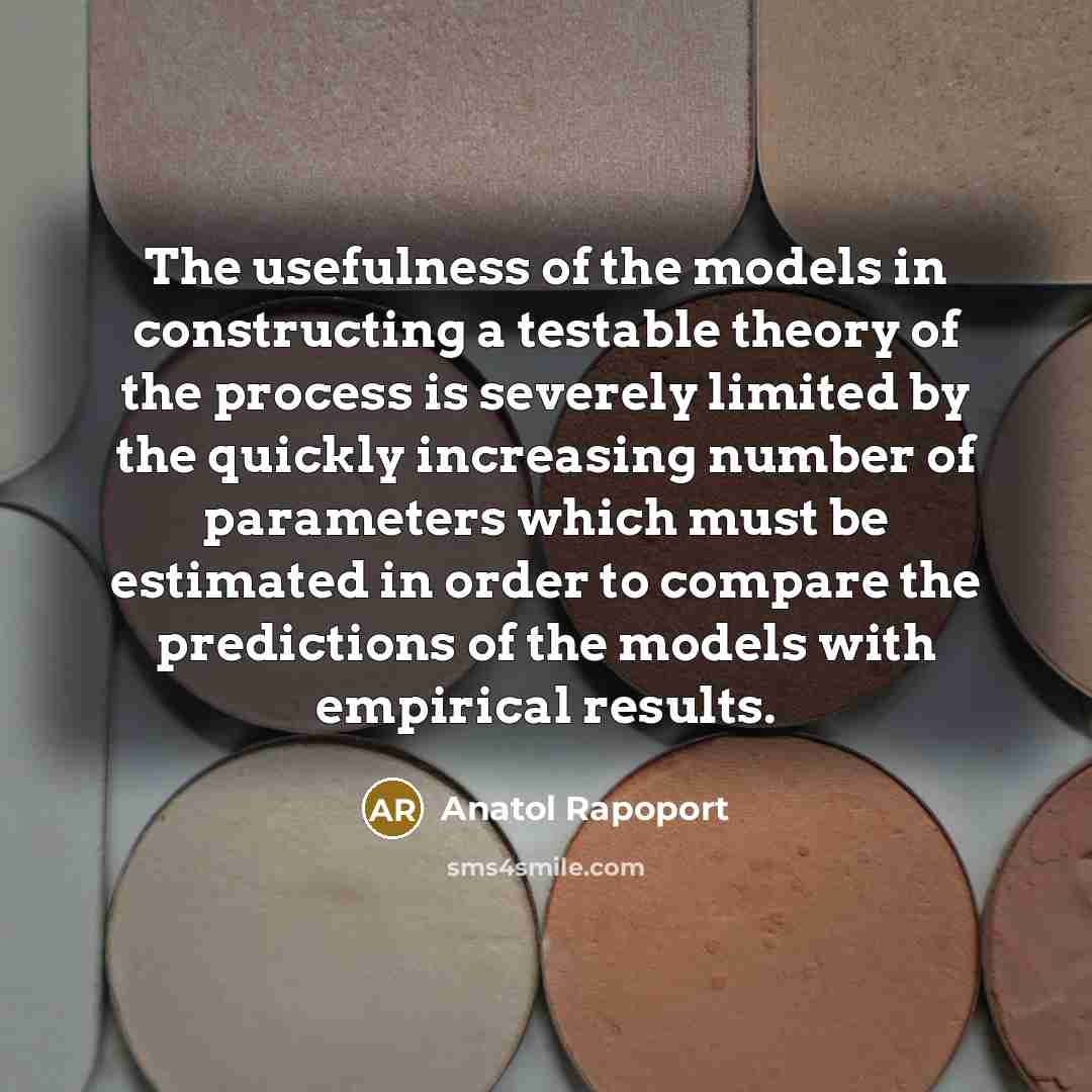 “The usefulness of the models in constructing a testable theory…” quote by Anatol Rapoport
