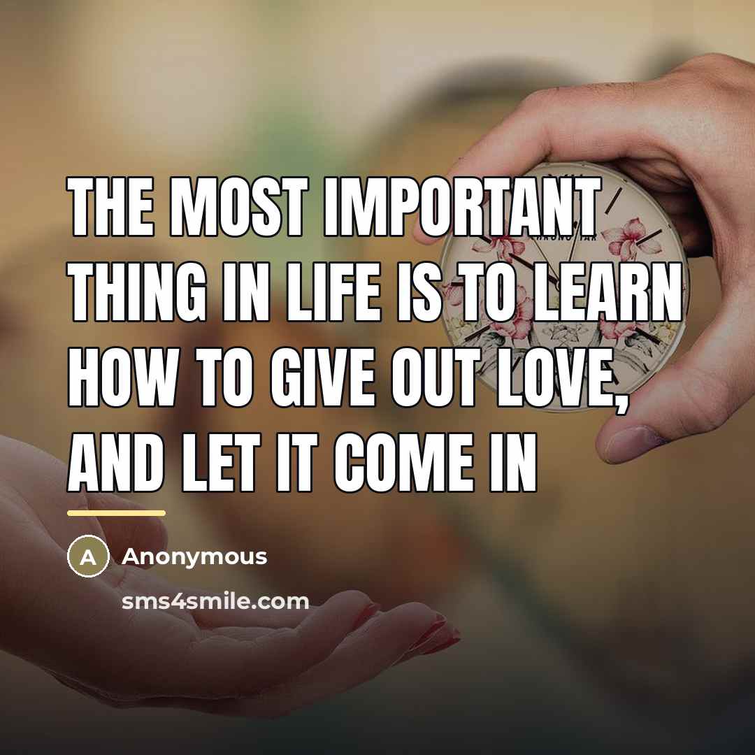“The most important thing in life is to learn how…” quote by Anonymous