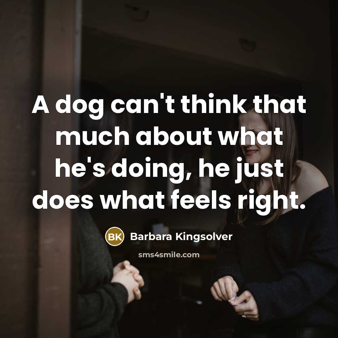 “A dog can't think that much about what he's doing,…” quote by Barbara Kingsolver