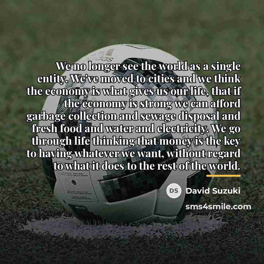“We no longer see the world as a single entity.…” quote by David Suzuki