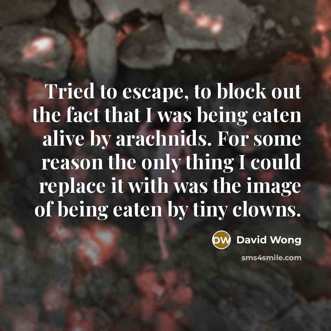 “Tried to escape, to block out the fact that I…” quote by David Wong