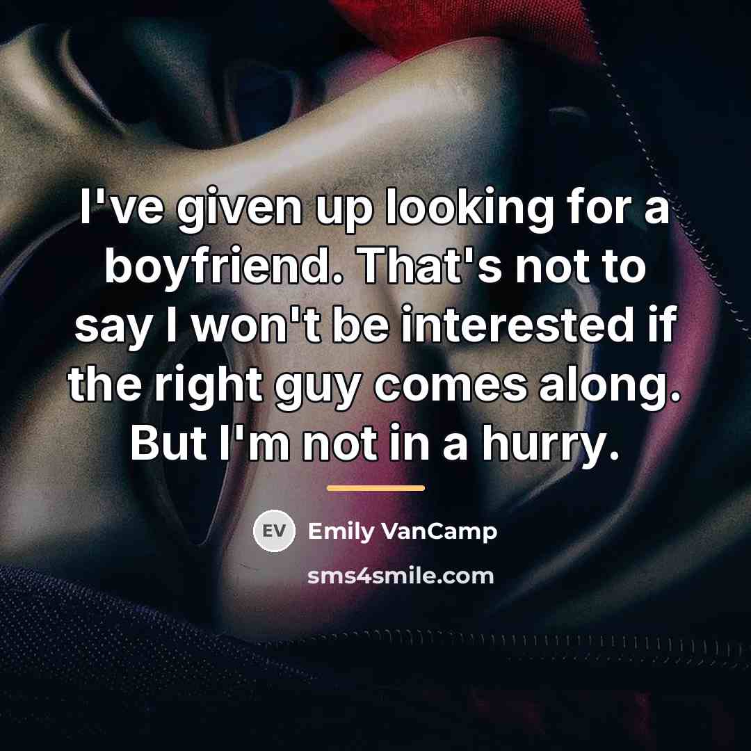 “I've given up looking for a boyfriend. That's not to…” quote by Emily VanCamp