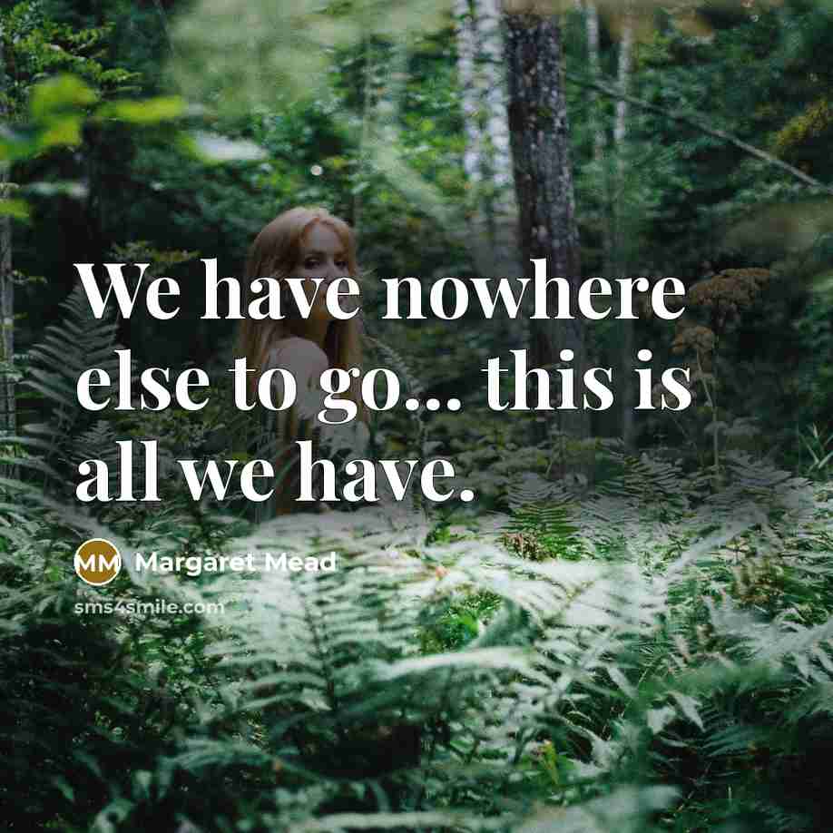 “We have nowhere else to go... this is all we…” quote by Margaret Mead