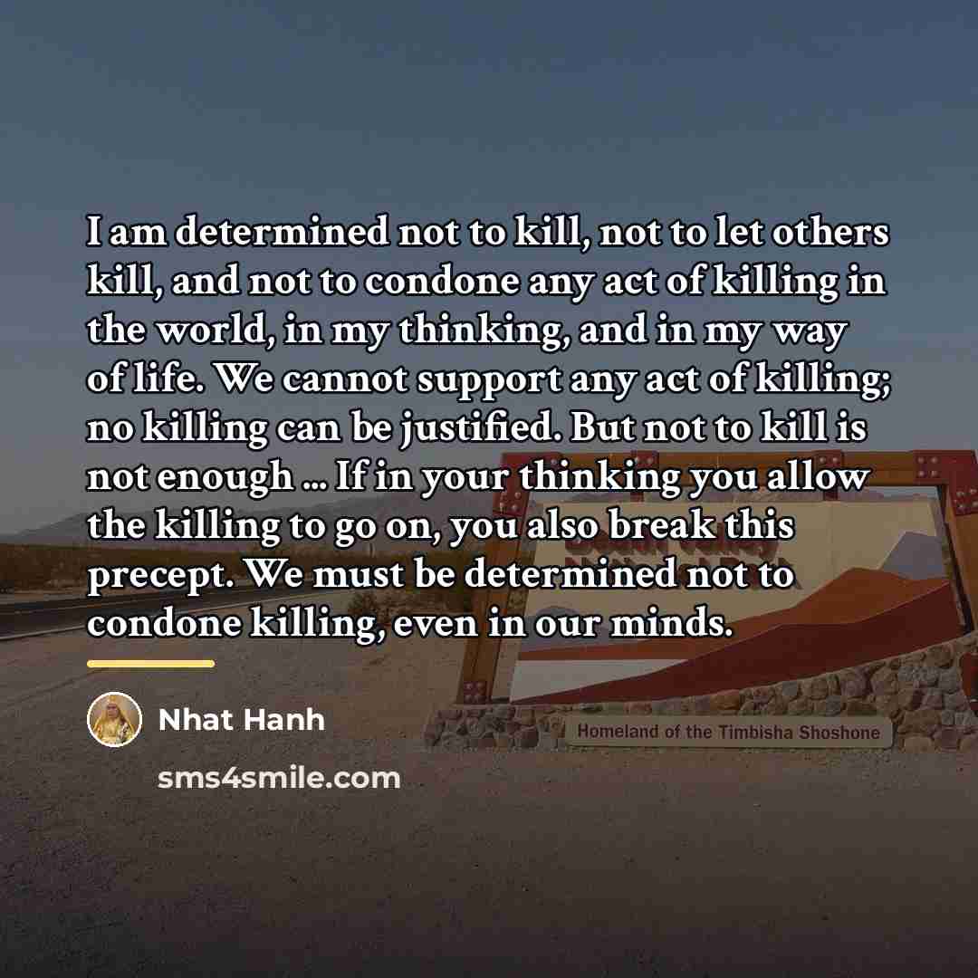 “I am determined not to kill, not to let others…” quote by Nhat Hanh