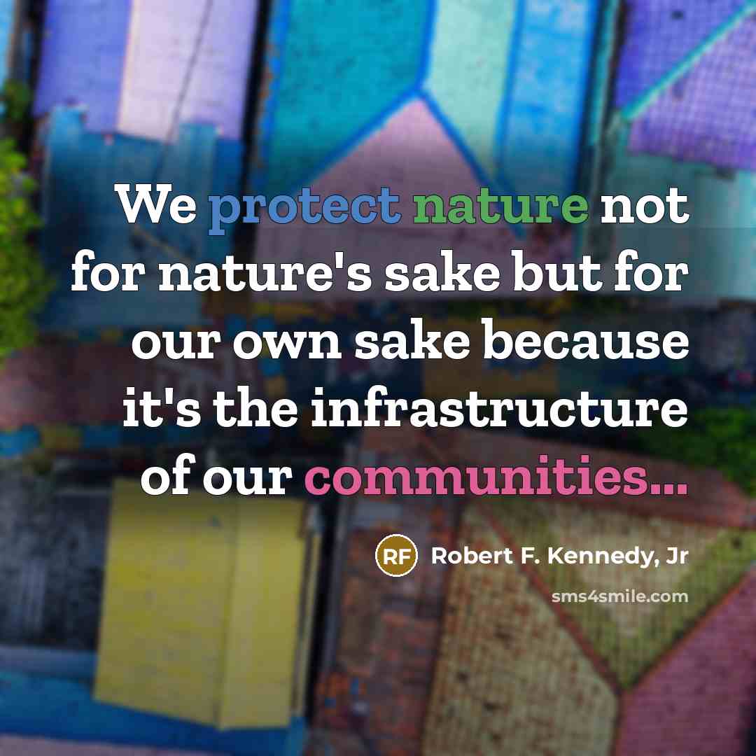 “We protect nature not for nature's sake but for our own sake because it's the infrastructure of our communities...” quote by Robert F. Kennedy, Jr