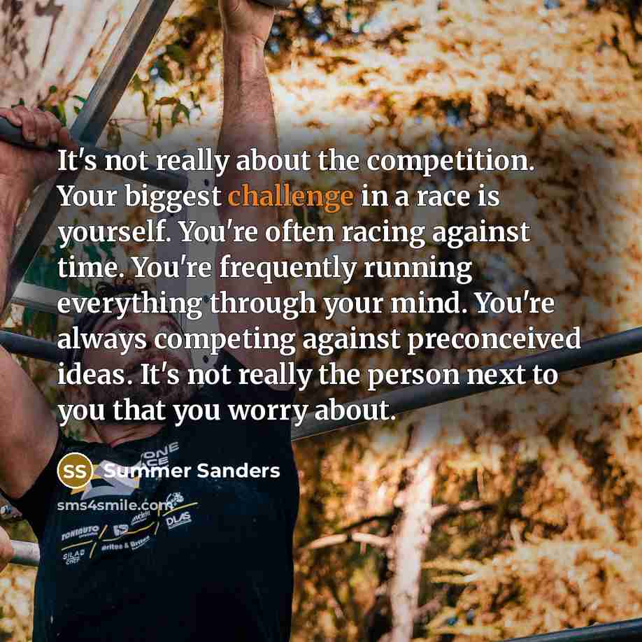 “It's not really about the competition. Your biggest challenge in…” quote by Summer Sanders