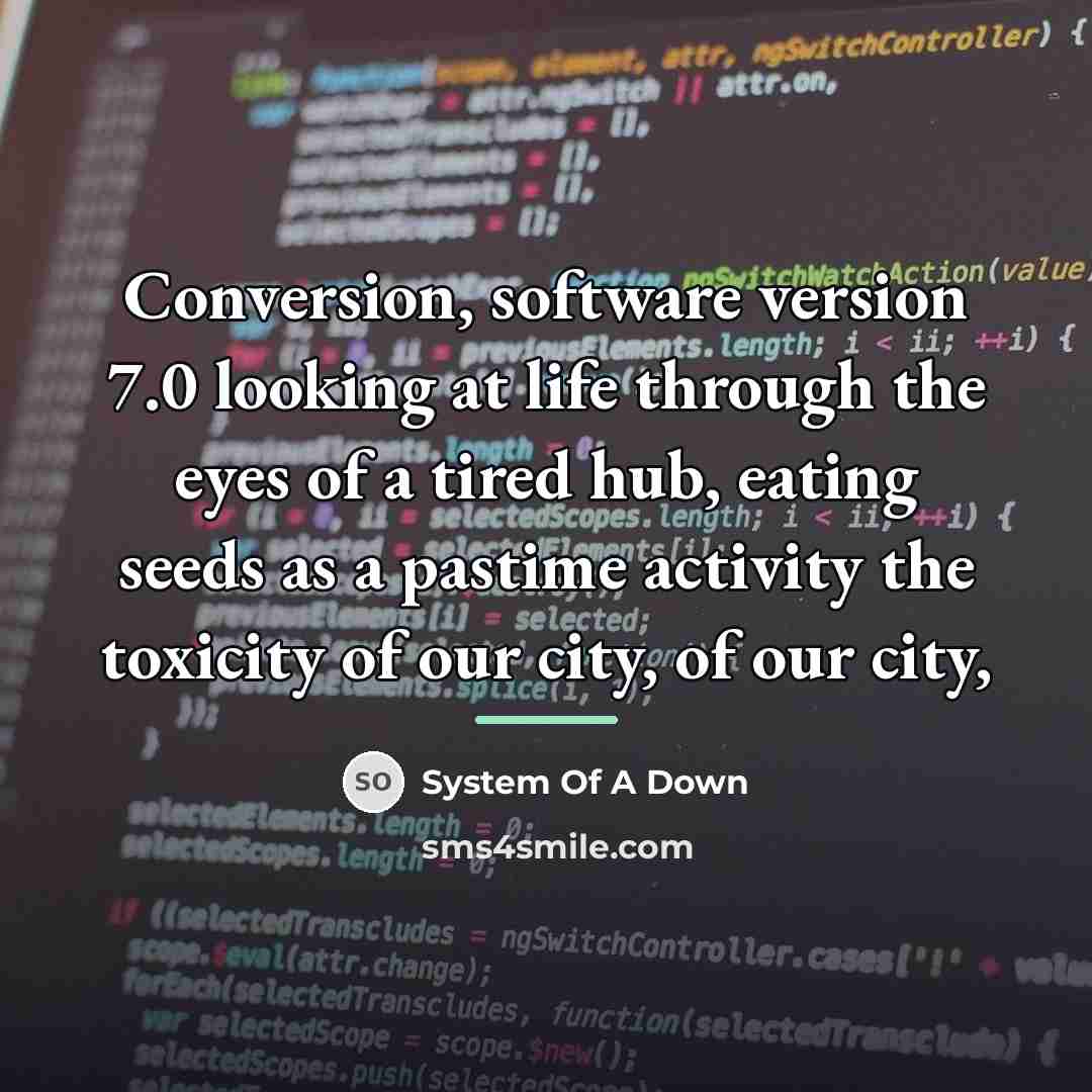 “Conversion, software version 7.0 looking at life through the eyes…” quote by System Of A Down