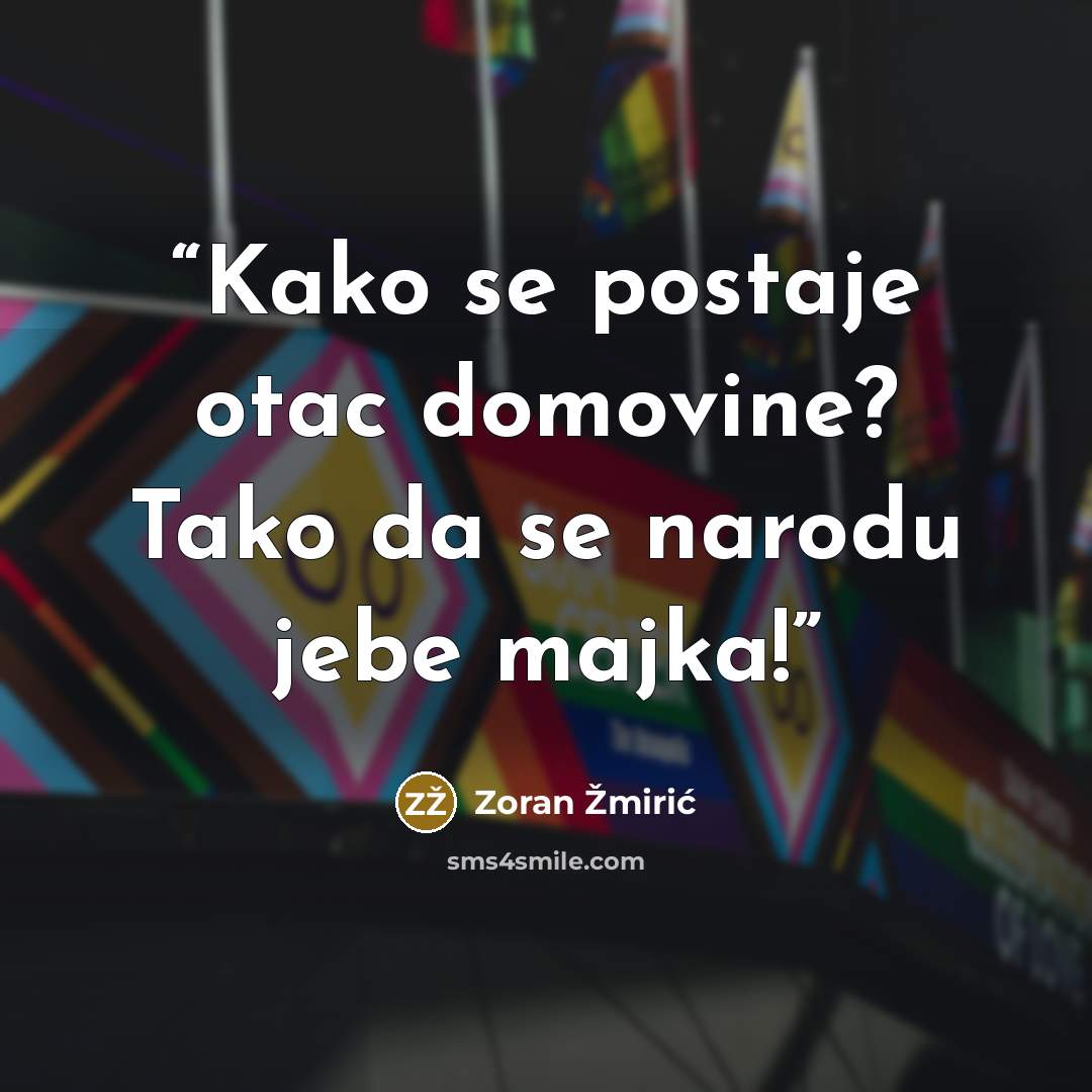 “Kako se postaje otac domovine? Tako da se narodu jebe majka!” quote by Zoran Žmirić
