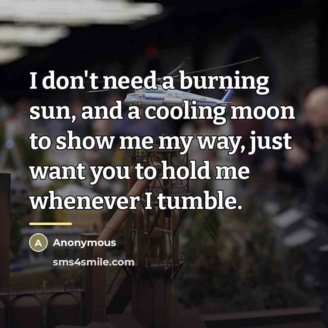 “I don't need a burning sun, and a cooling moon…” quote by Anonymous