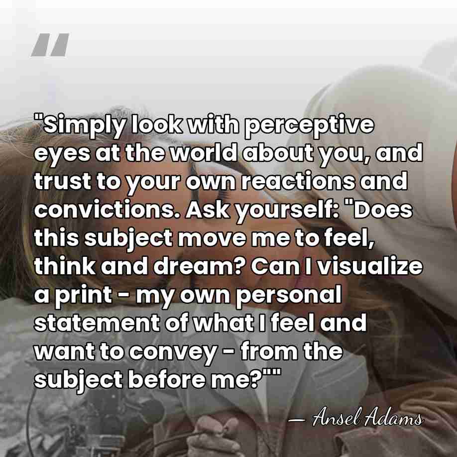 "Simply look with perceptive eyes at the world about you, and trust&hellip; - Ansel Adams