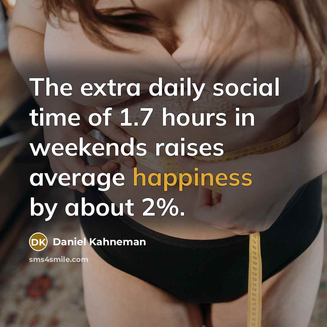 “The extra daily social time of 1.7 hours in weekends…” quote by Daniel Kahneman