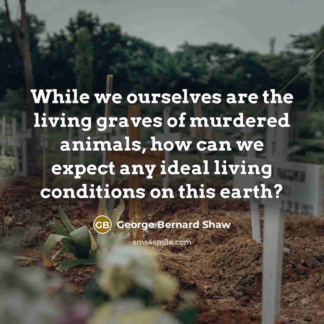 “While we ourselves are the living graves of murdered animals,…” quote by George Bernard Shaw