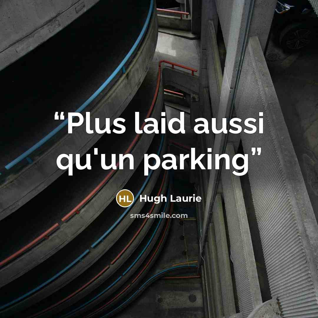 “Plus laid aussi qu'un parking” quote by Hugh Laurie