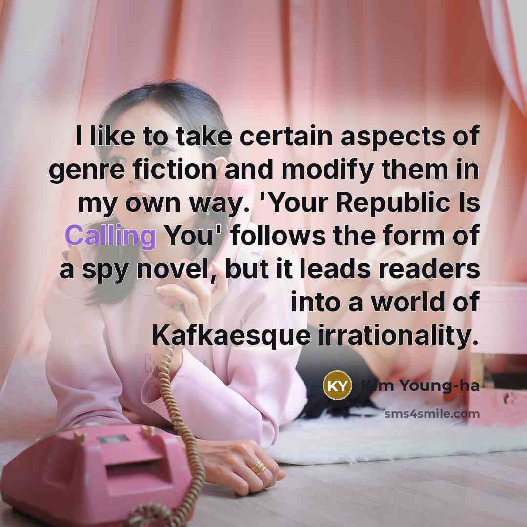 “I like to take certain aspects of genre fiction and…” quote by Kim Young-ha
