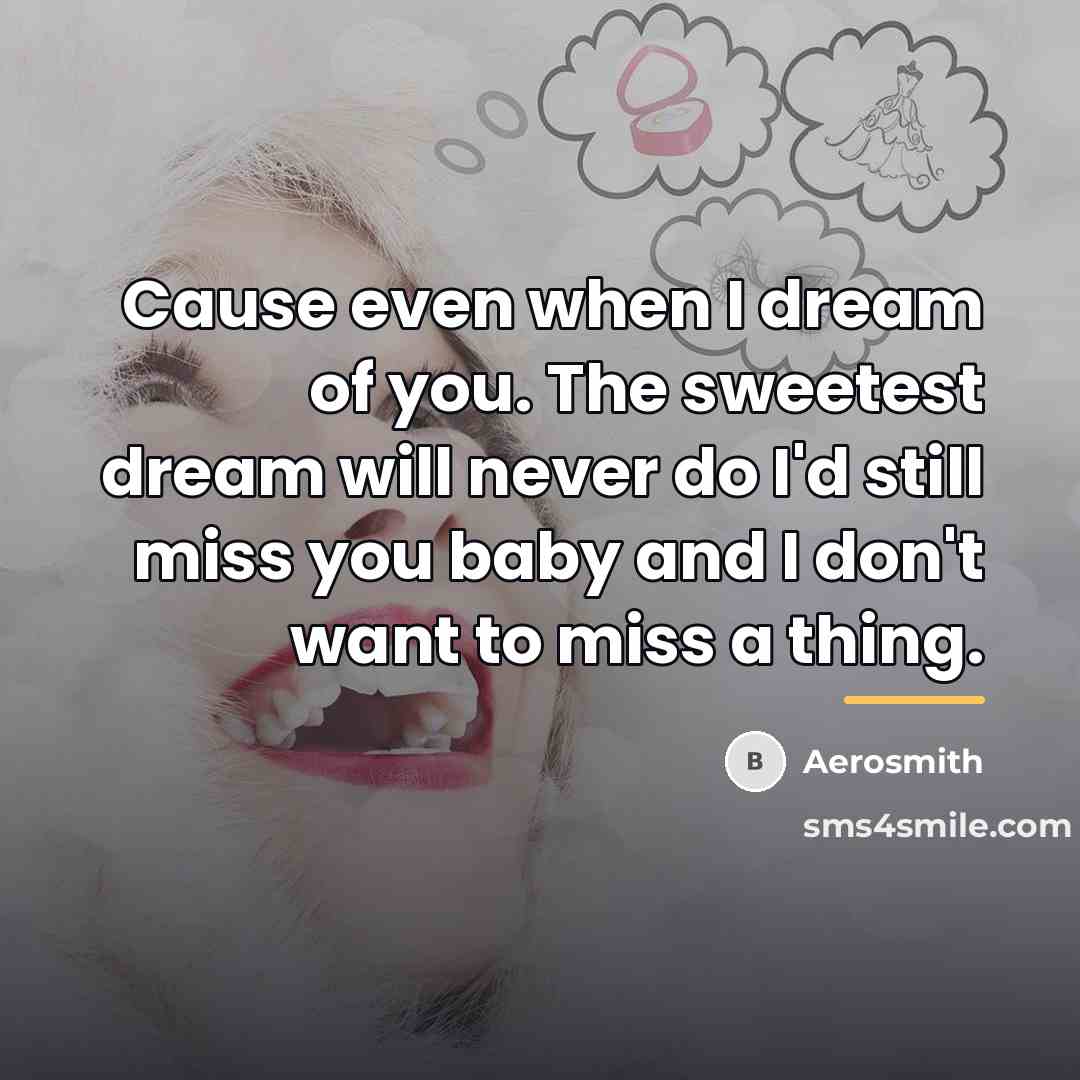 “Cause even when I dream of you. The sweetest dream…” quote by Aerosmith