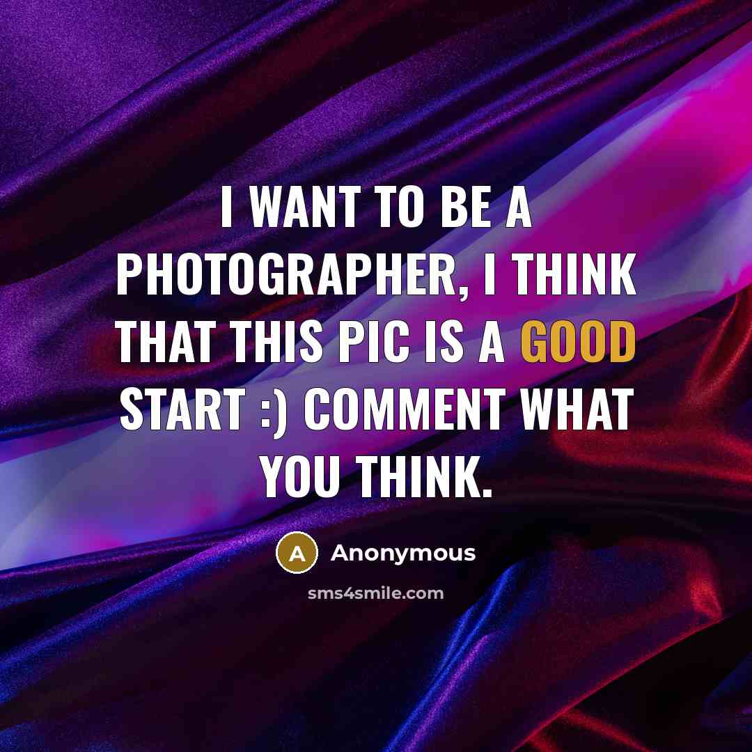 “I want to be a photographer, I think that this pic is a good start :) comment what you think.” quote by Anonymous