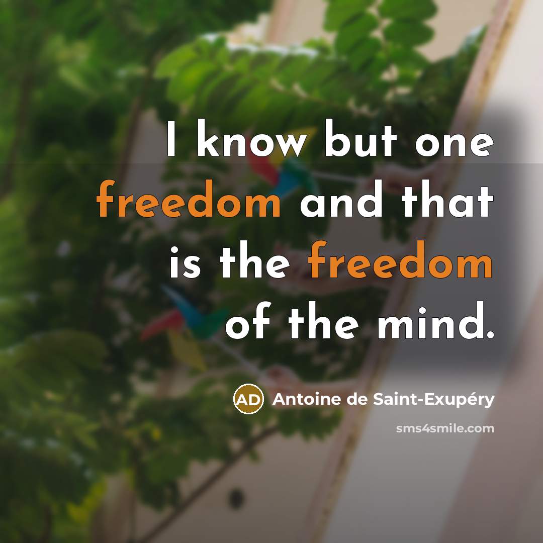 “I know but one freedom and that is the freedom…” quote by Antoine de Saint-Exupery