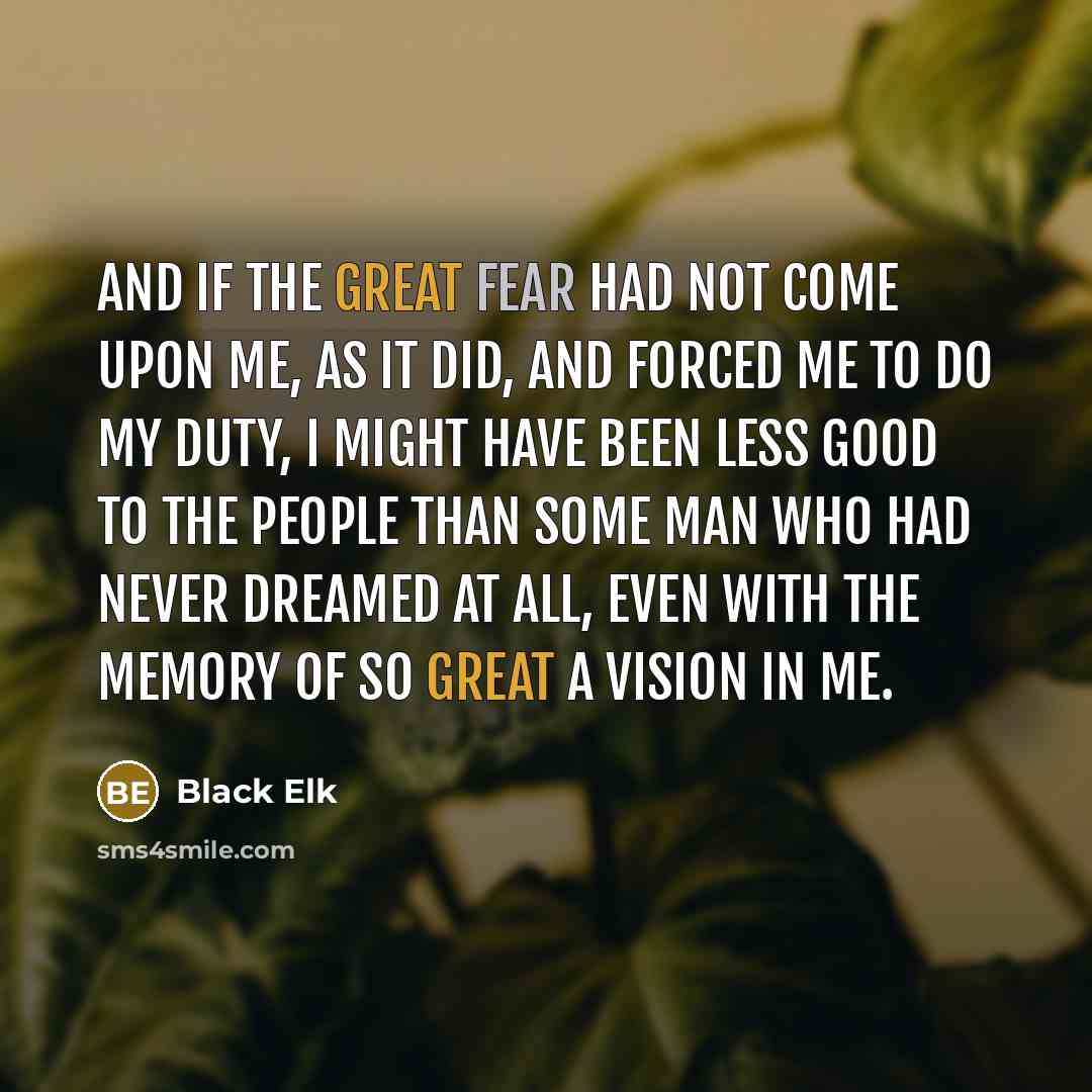 “And if the great fear had not come upon me,…” quote by Black Elk