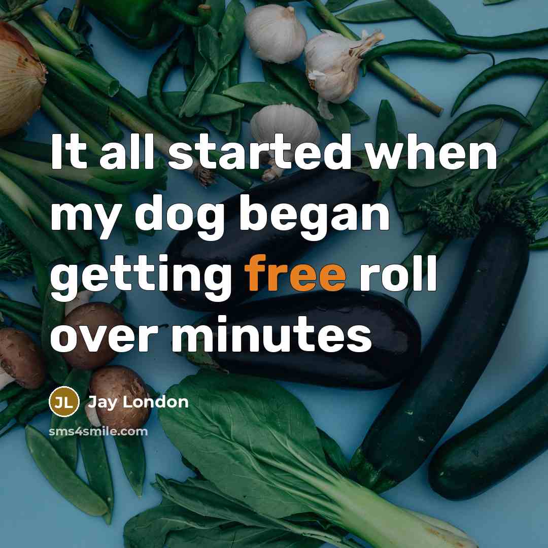 “It all started when my dog began getting free roll…” quote by Jay London