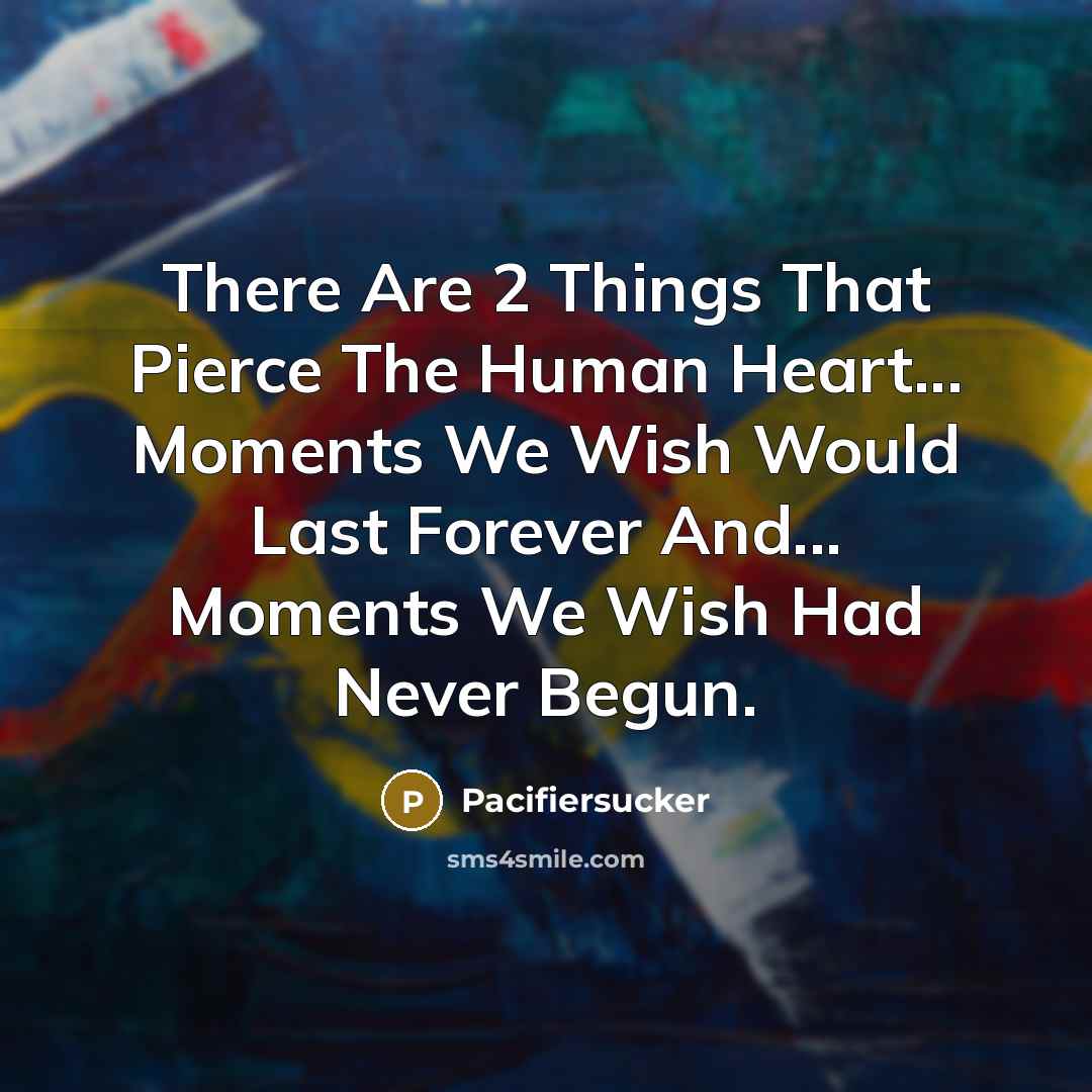 “There Are 2 Things That Pierce The Human Heart... Moments…” quote by Pacifiersucker