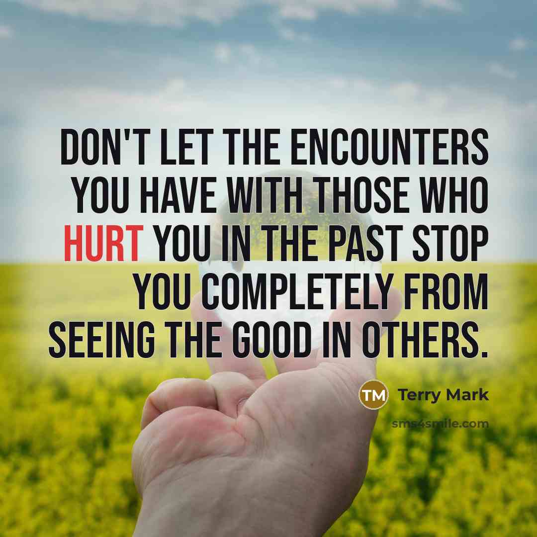 “Don't let the encounters you have with those who hurt…” quote by Terry Mark