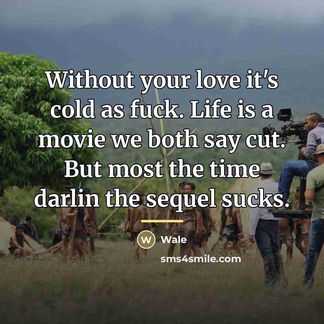 “Without your love it's cold as fuck. Life is a…” quote by Wale