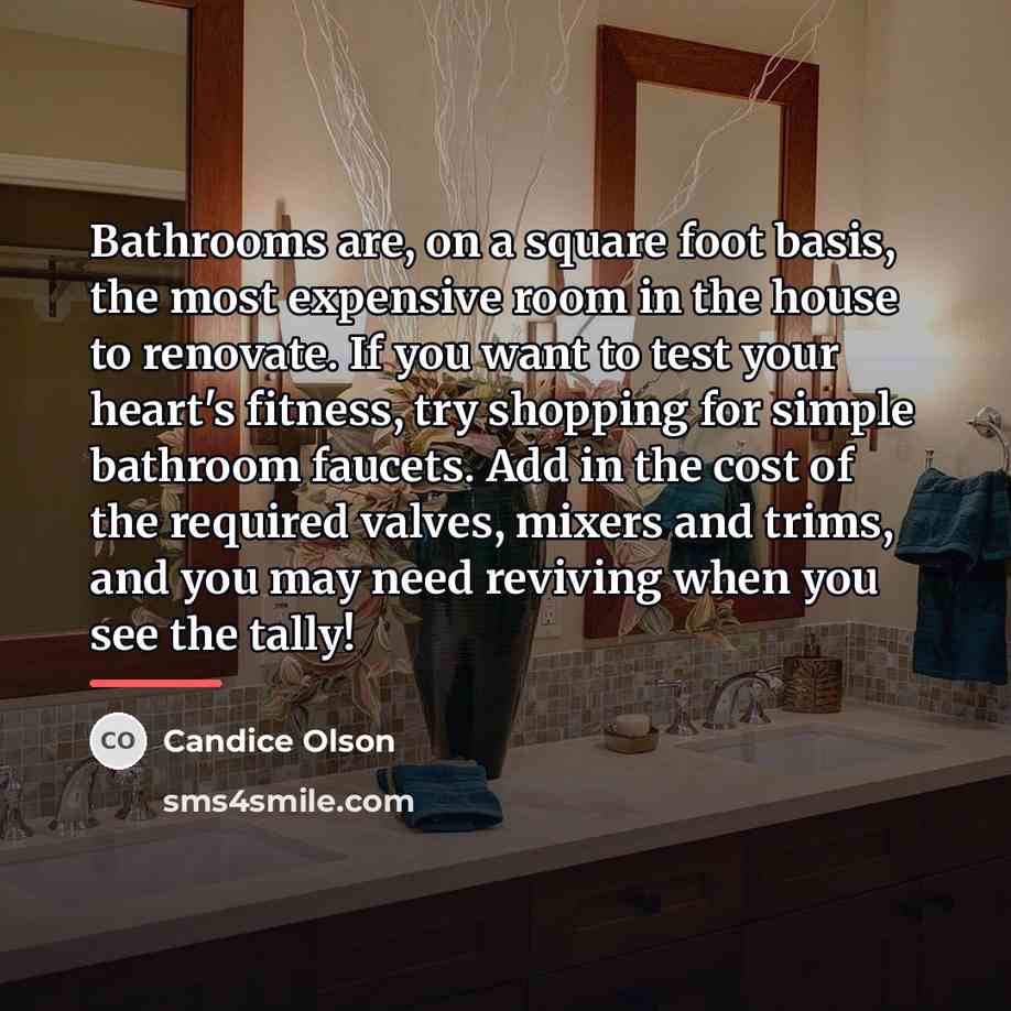 “Bathrooms are, on a square foot basis, the most expensive…” quote by Candice Olson