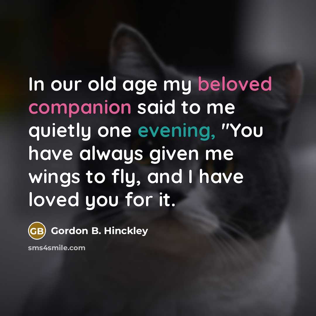 “In our old age my beloved companion said to me…” quote by Gordon B. Hinckley
