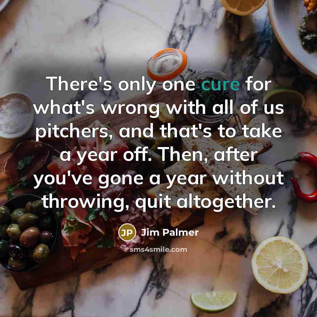 “There's only one cure for what's wrong with all of…” quote by Jim Palmer