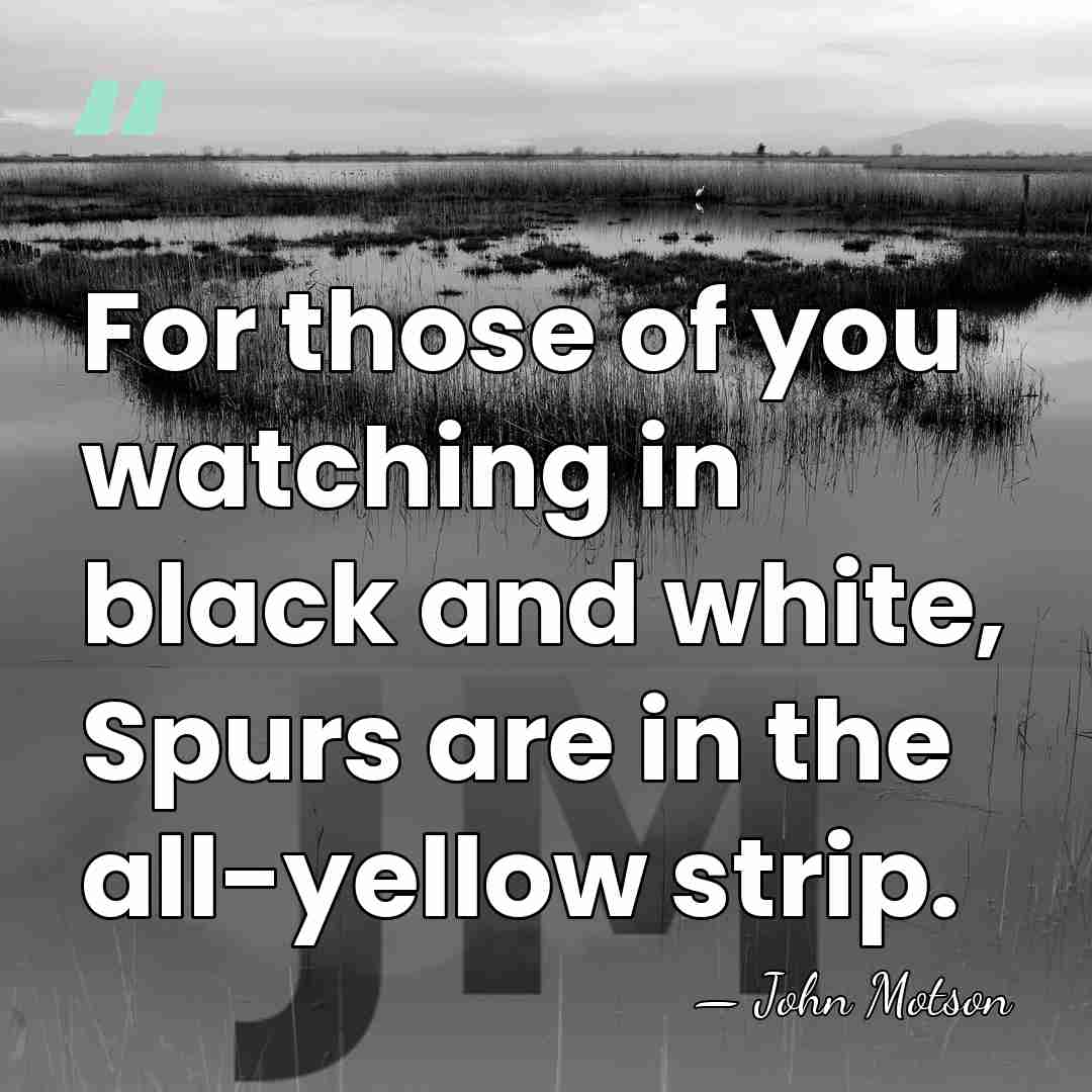 For those of you watching in black and white, Spurs are in&hellip; - John Motson