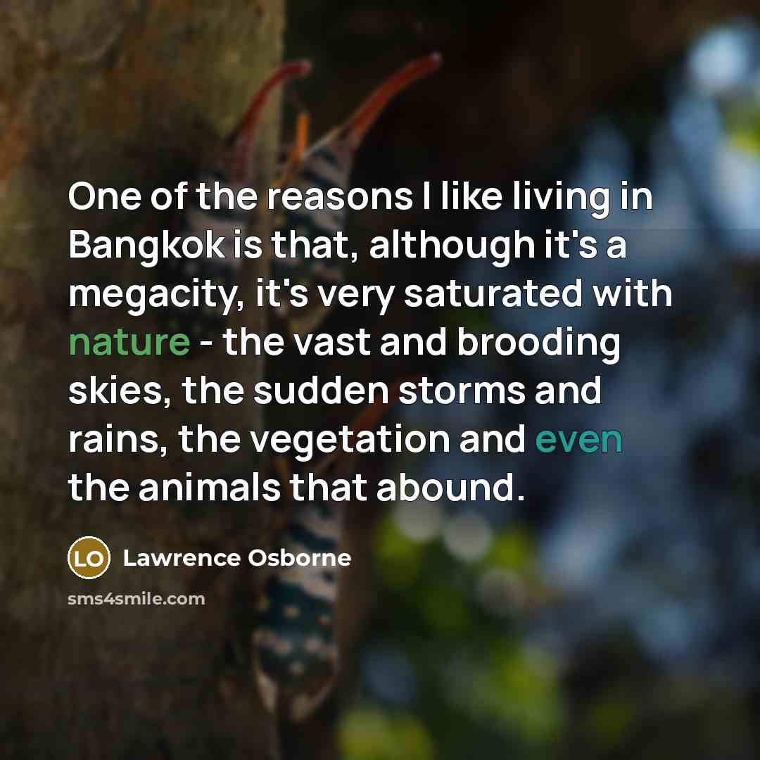 “One of the reasons I like living in Bangkok is…” quote by Lawrence Osborne