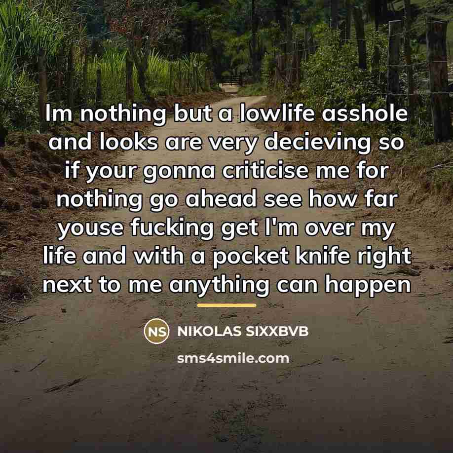 “Im nothing but a lowlife asshole and looks are very…” quote by Nikolas Sixxbvb