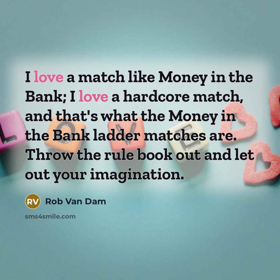 “I love a match like Money in the Bank; I…” quote by Rob Van Dam