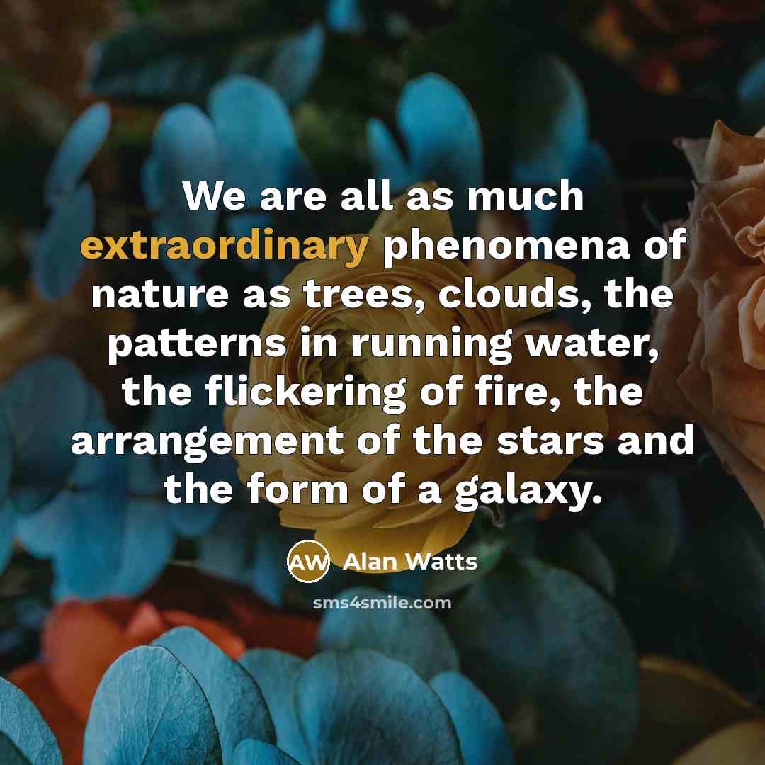 “We are all as much extraordinary phenomena of nature as…” quote by Alan Watts