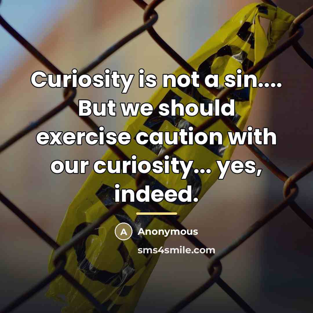 “Curiosity is not a sin.... But we should exercise caution…” quote by Anonymous