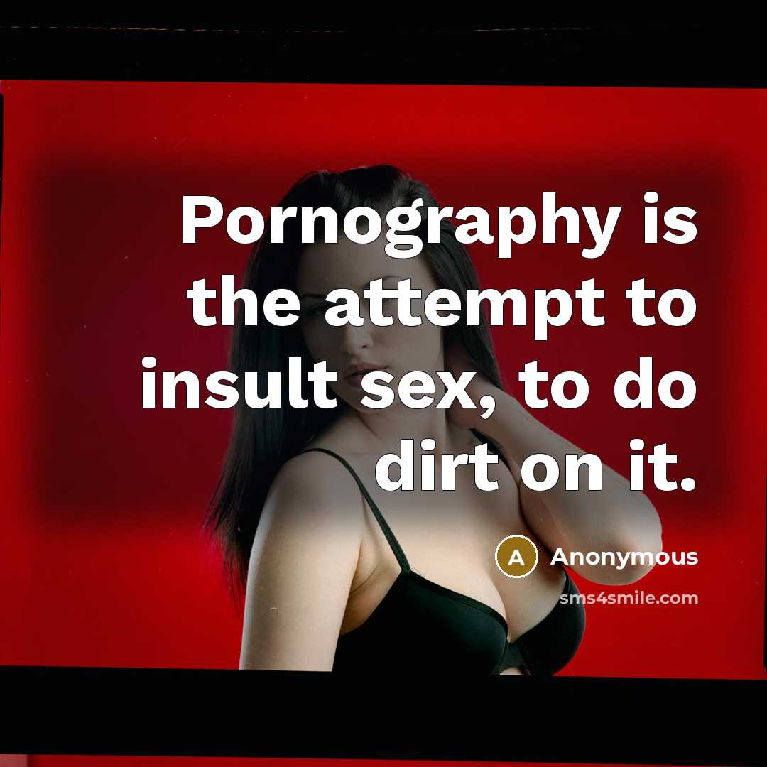 “Pornography is the attempt to insult sex, to do dirt…” quote by Anonymous