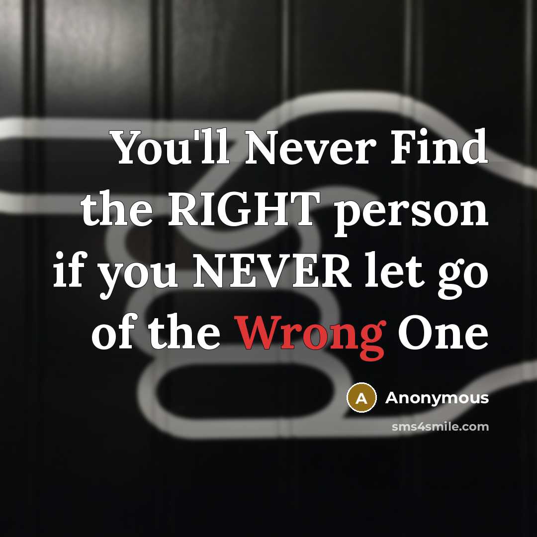 “You'll Never Find the RIGHT person if you NEVER let…” quote by Anonymous