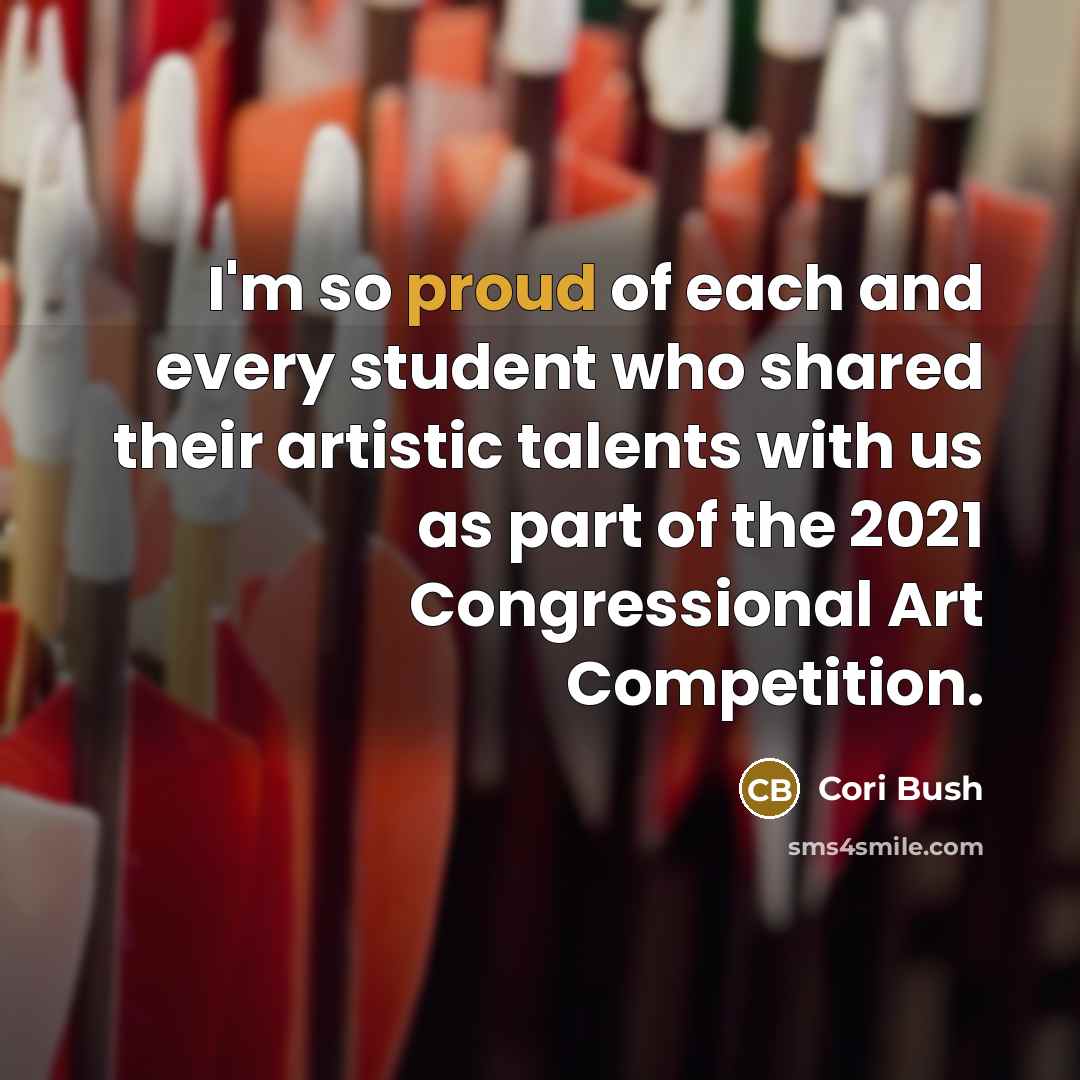 “I'm so proud of each and every student who shared…” quote by Cori Bush
