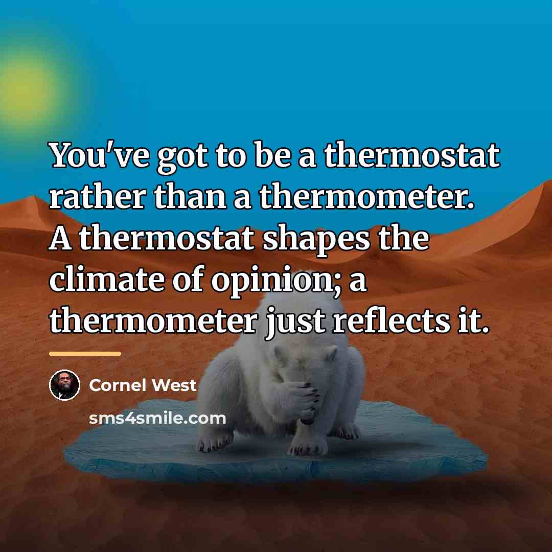 “You've got to be a thermostat rather than a thermometer.…” quote by Cornel West