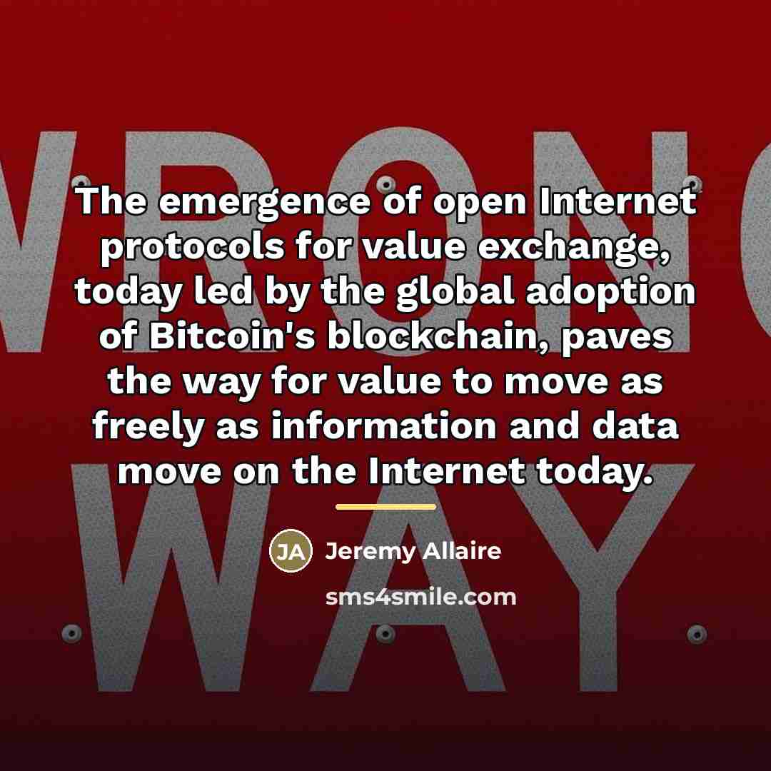 “The emergence of open Internet protocols for value exchange, today…” quote by Jeremy Allaire