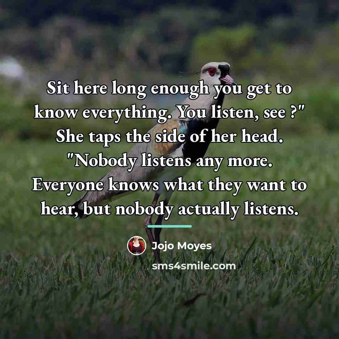“Sit here long enough you get to know everything. You…” quote by Jojo Moyes
