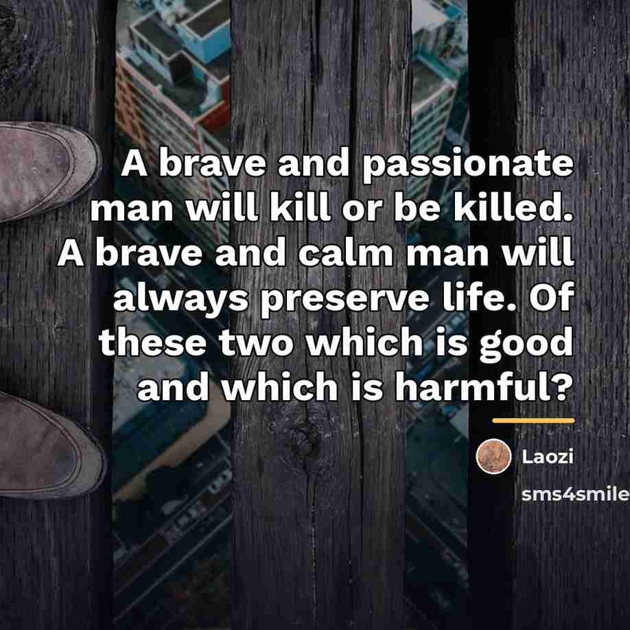 “A brave and passionate man will kill or be killed.…” quote by Laozi