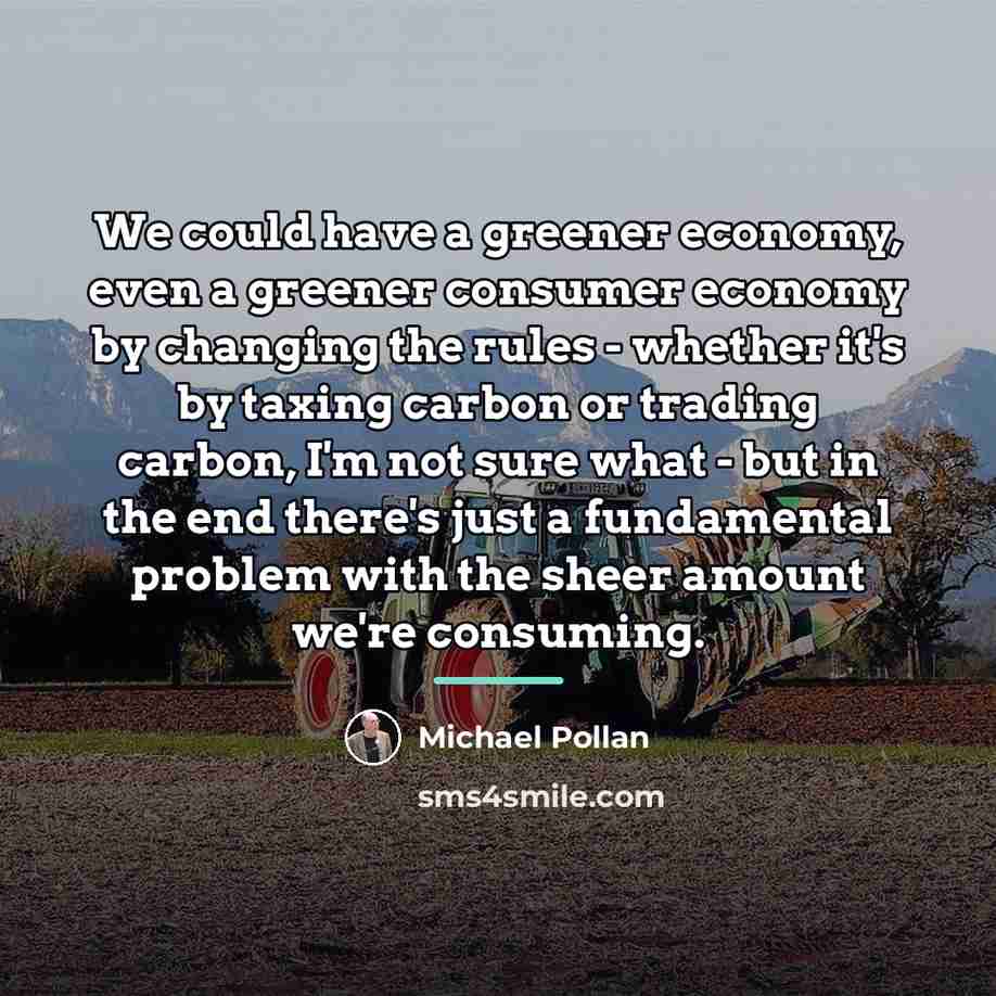 “We could have a greener economy, even a greener consumer…” quote by Michael Pollan